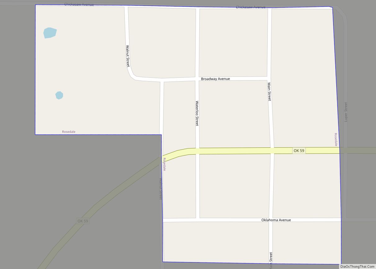 Map of Rosedale town, Oklahoma