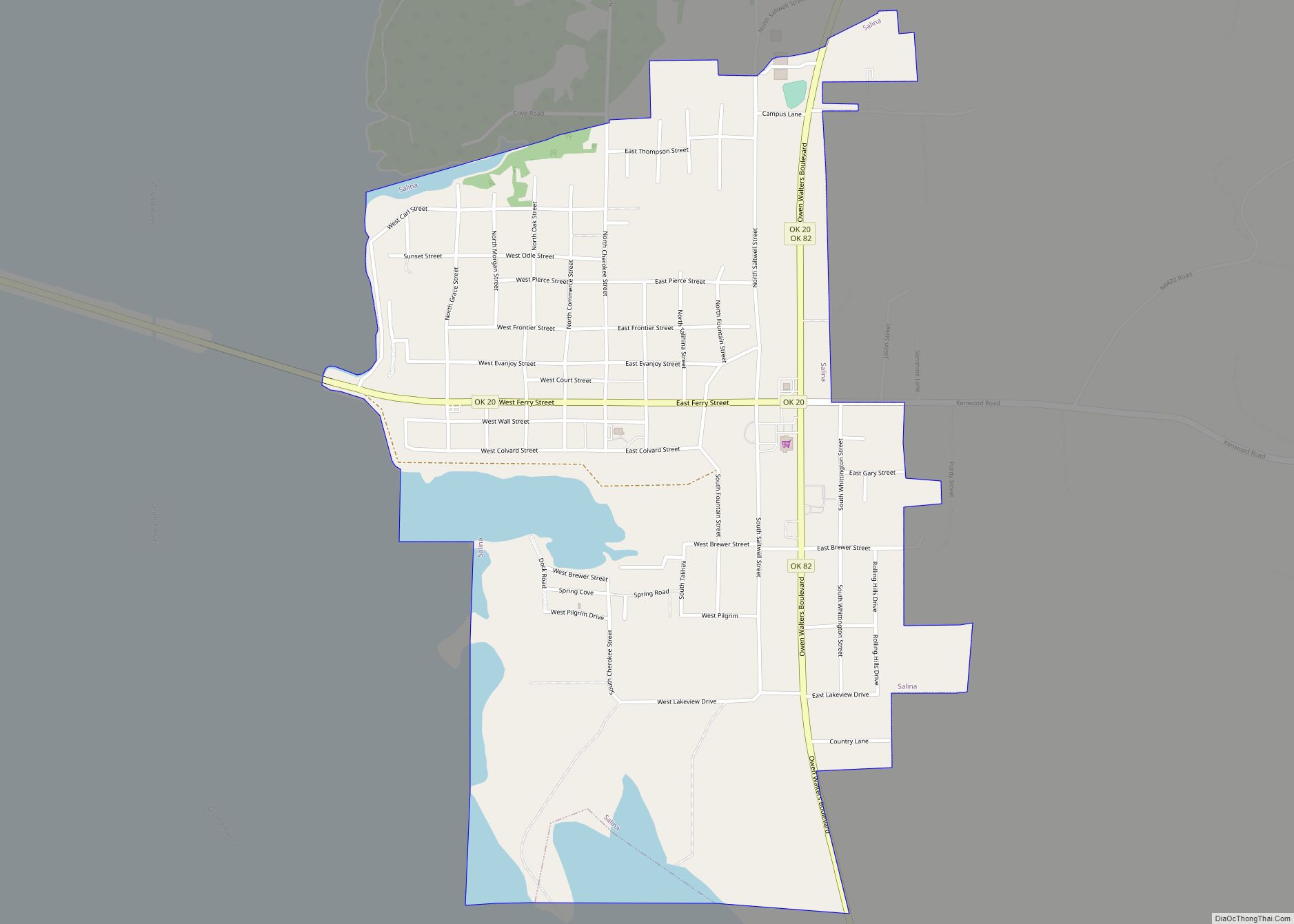 Map of Salina town, Oklahoma