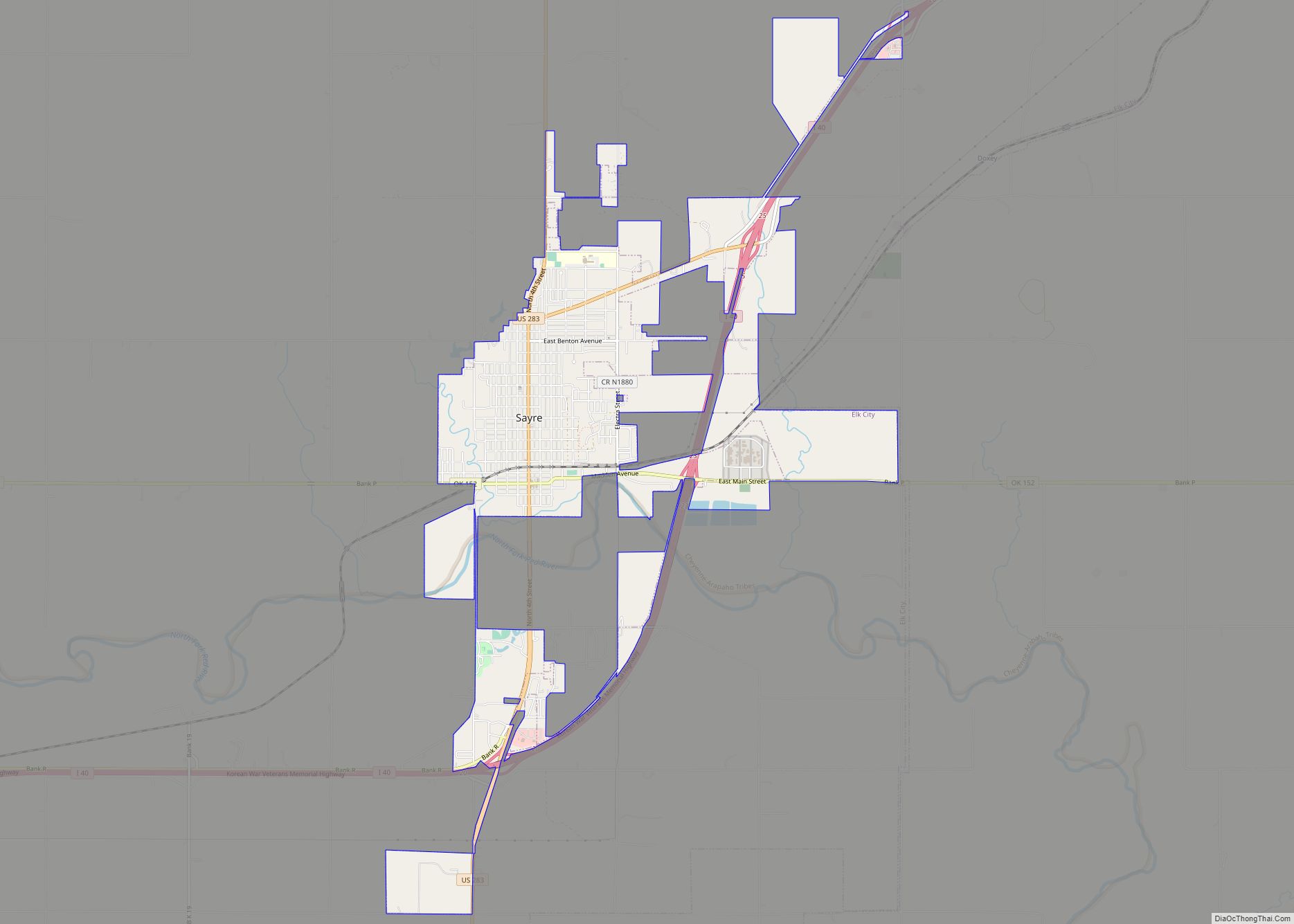 Map of Sayre city
