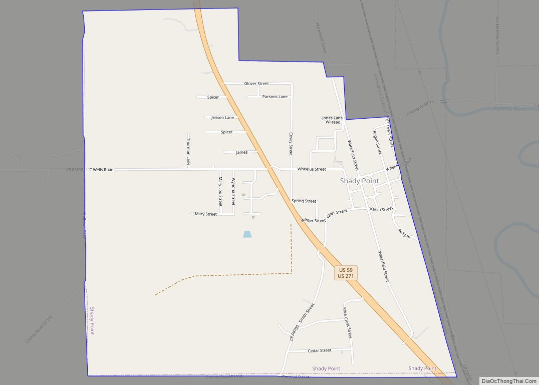 Map of Shady Point town
