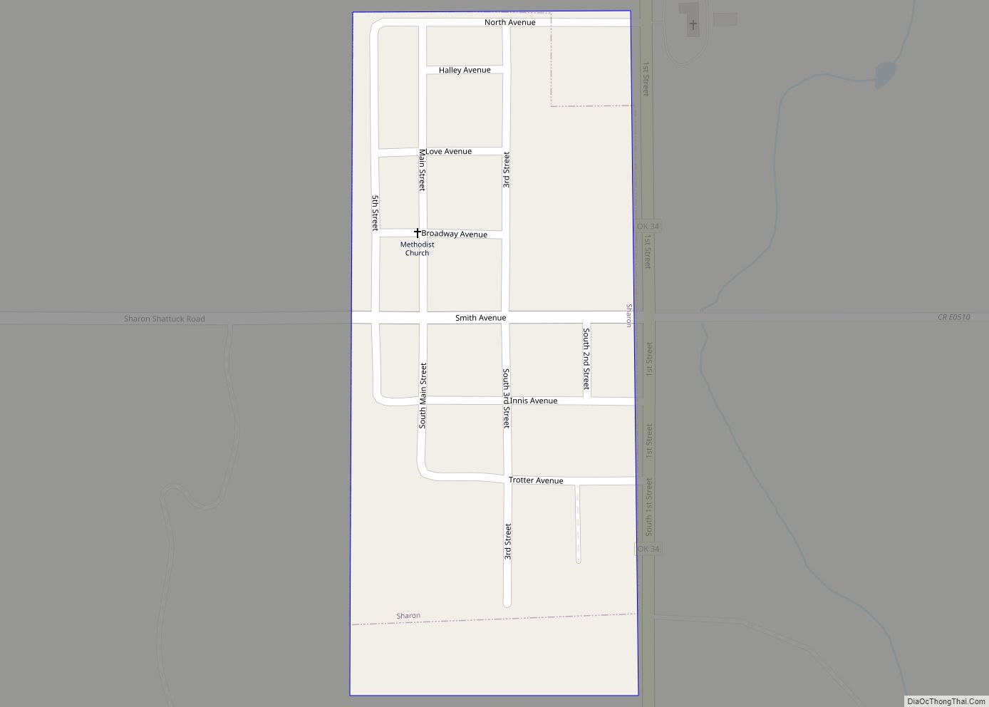 Map of Sharon town, Oklahoma