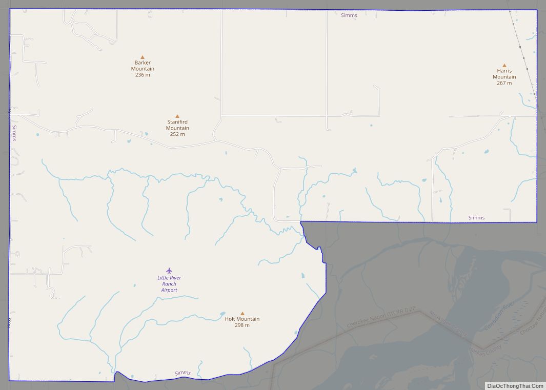 Map of Simms CDP, Oklahoma