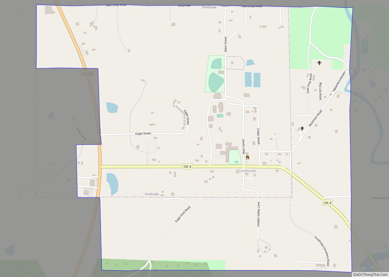 Map of Smithville town, Oklahoma