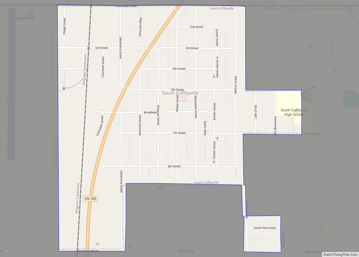 Map of South Coffeyville town