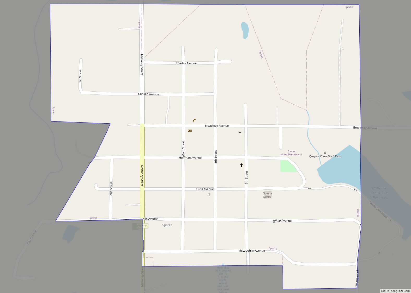 Map of Sparks town, Oklahoma