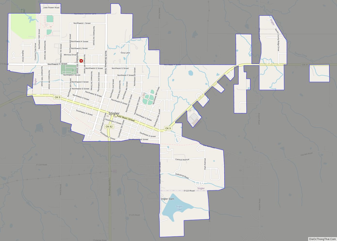 Map of Stigler city