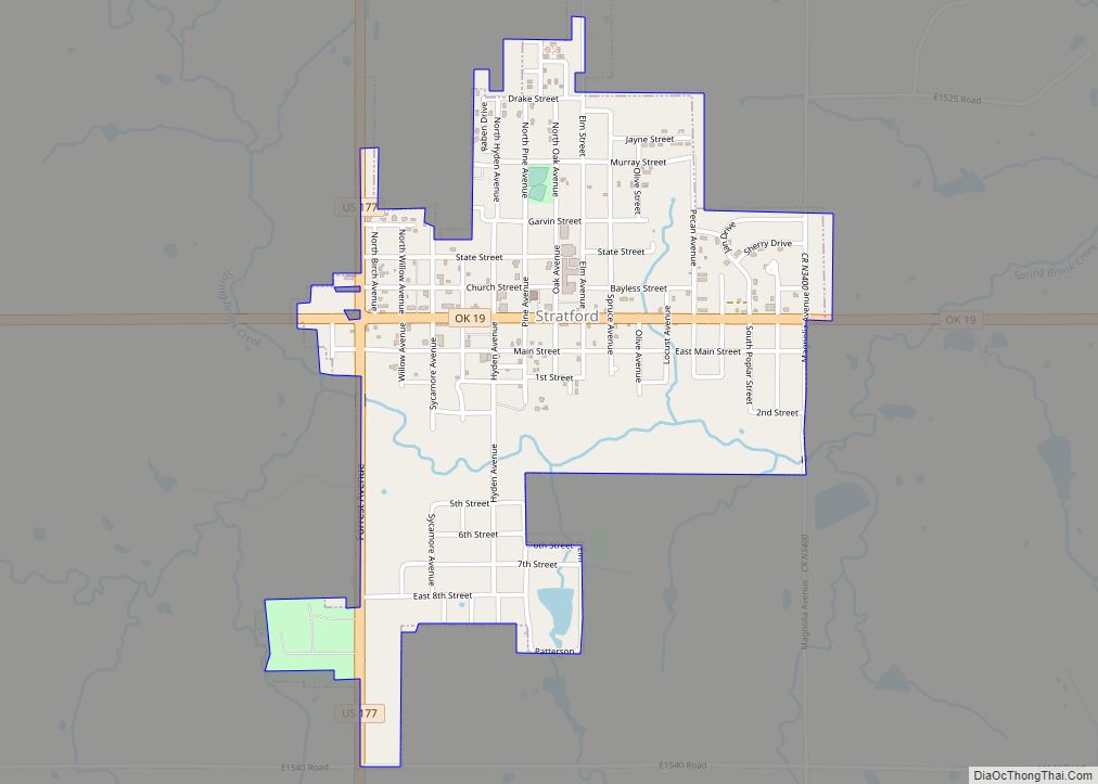 Map of Stratford town, Oklahoma