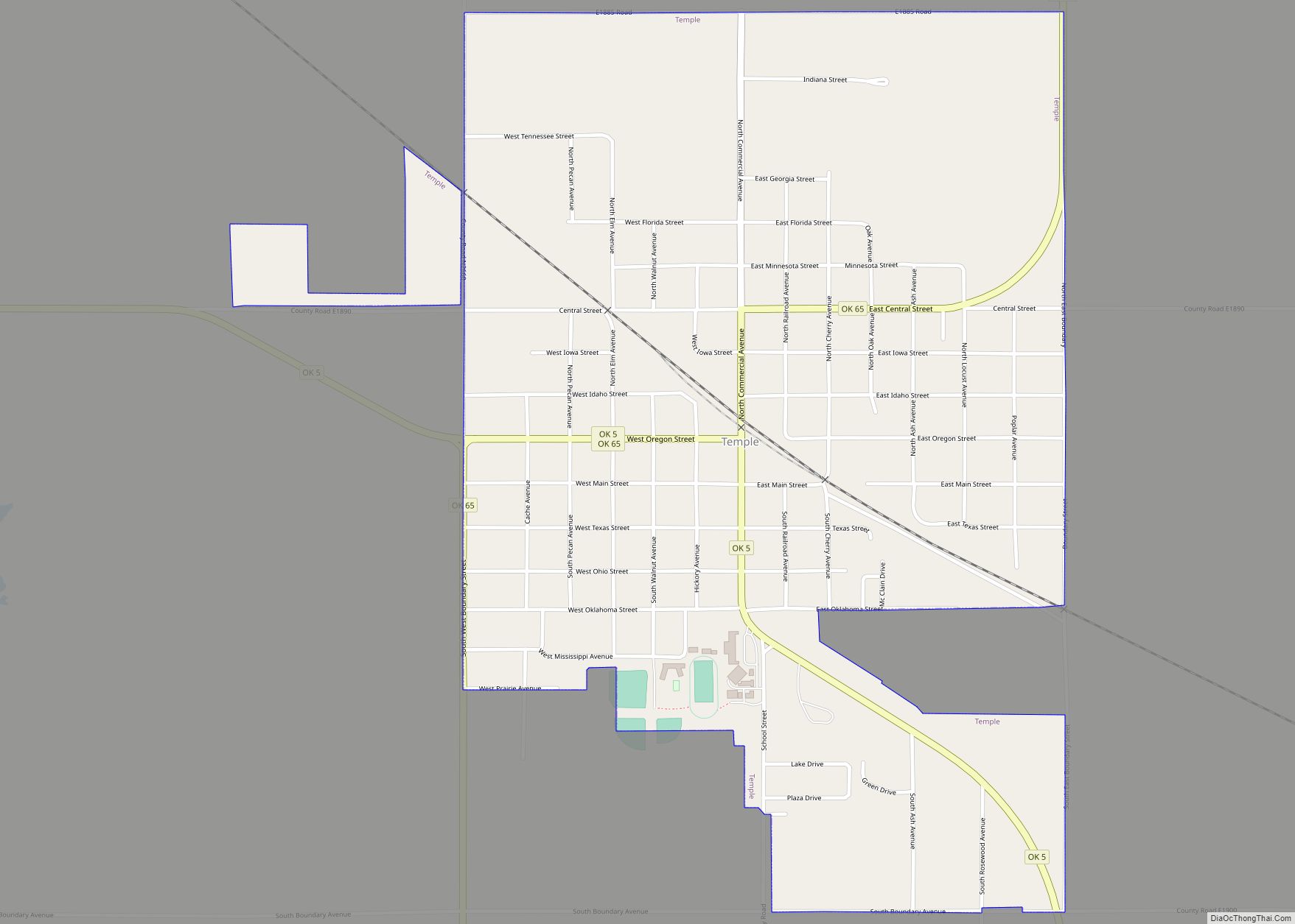 Map of Temple town, Oklahoma