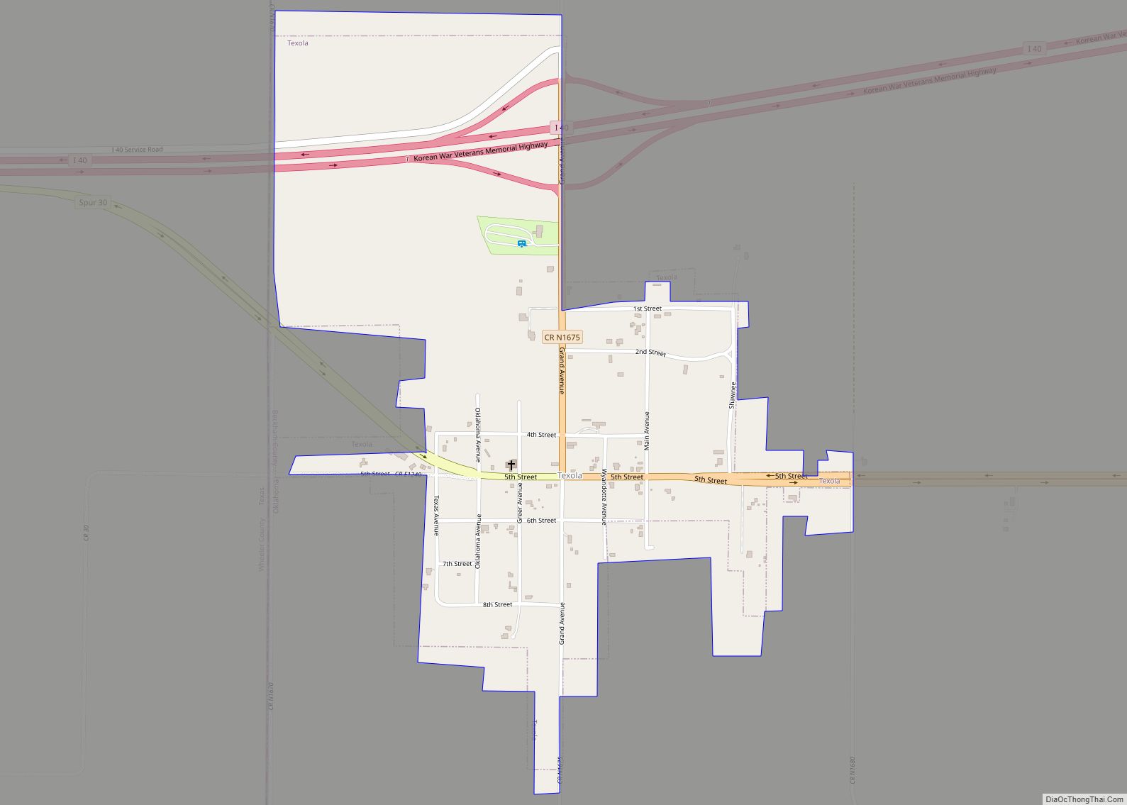 Map of Texola town