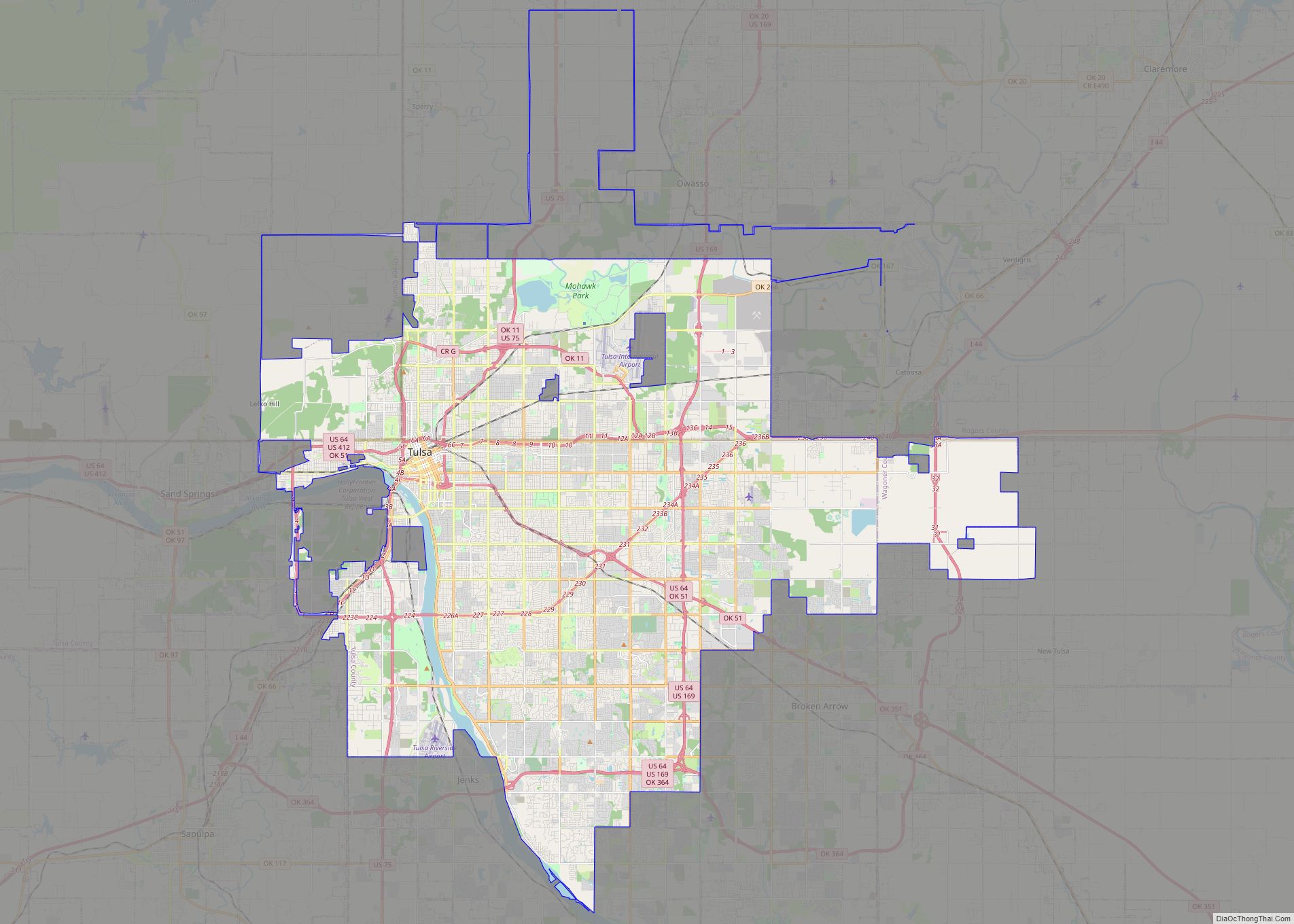 Map of Tulsa city