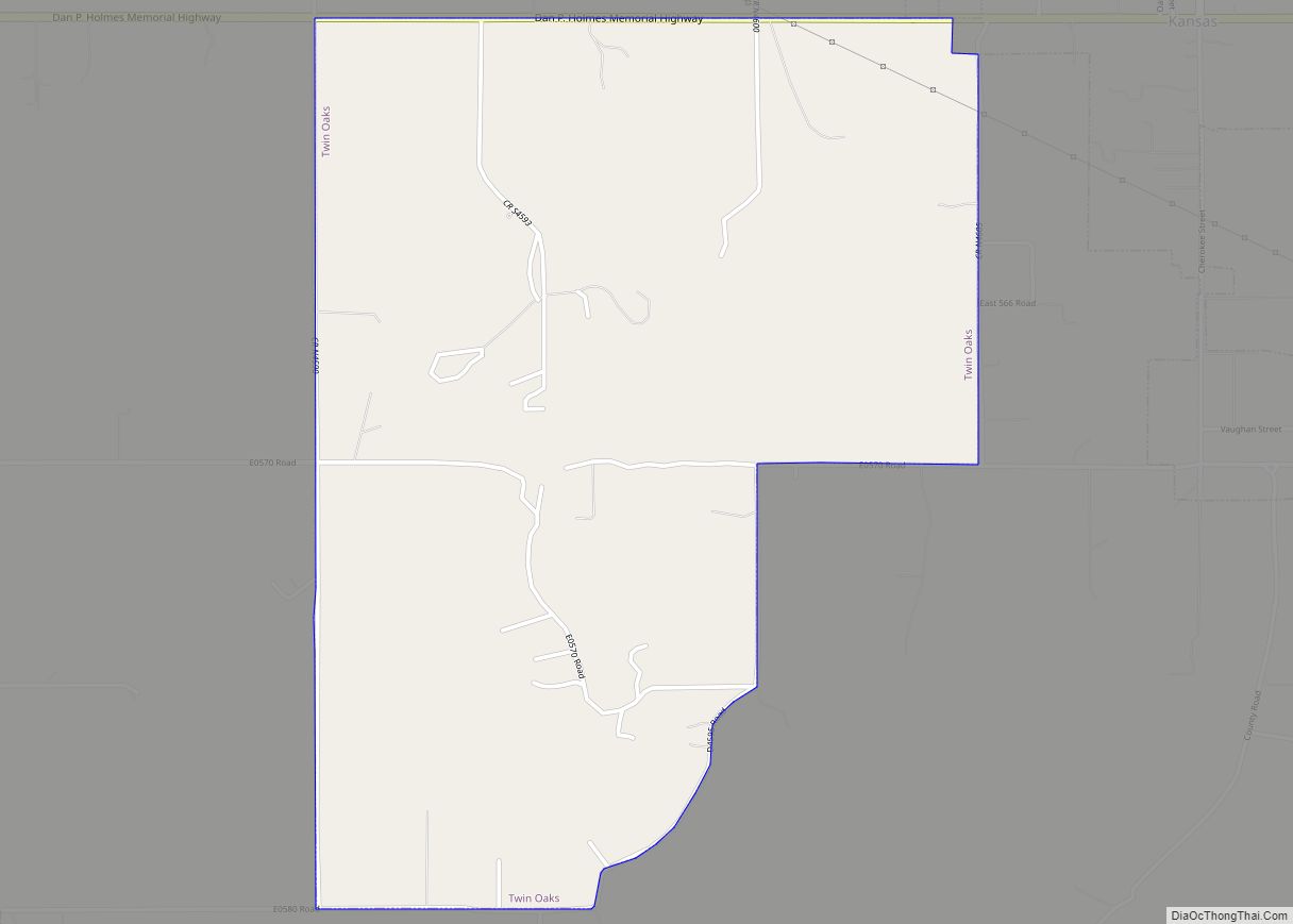 Map of Twin Oaks CDP, Oklahoma