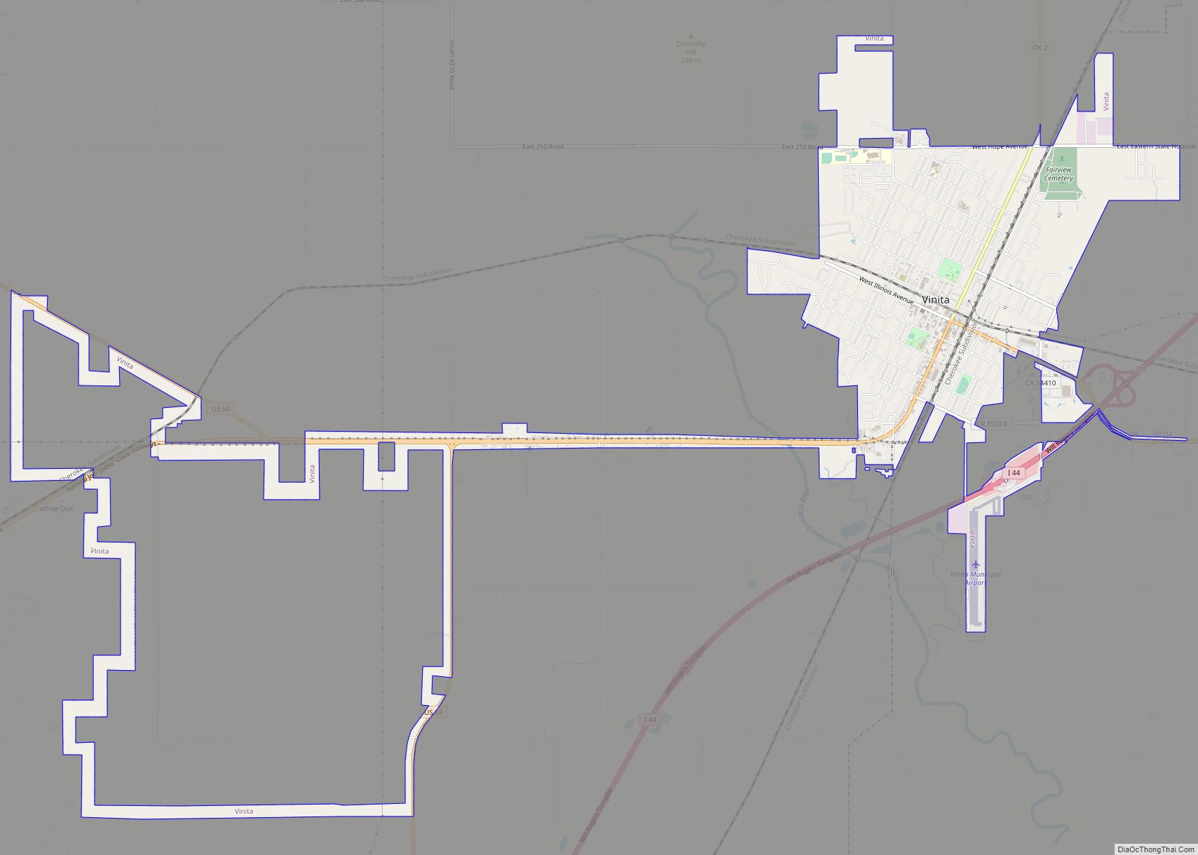 Map of Vinita city