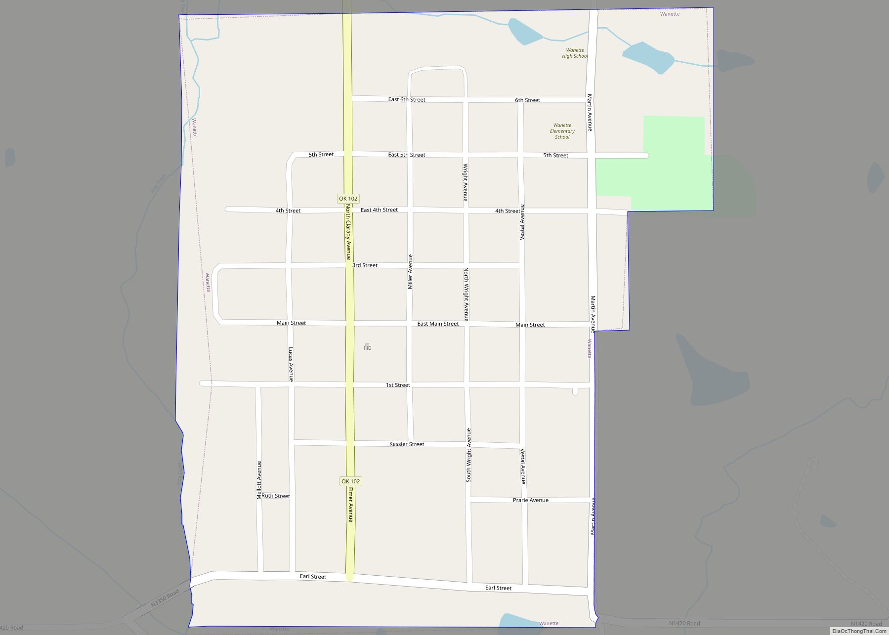 Map of Wanette town