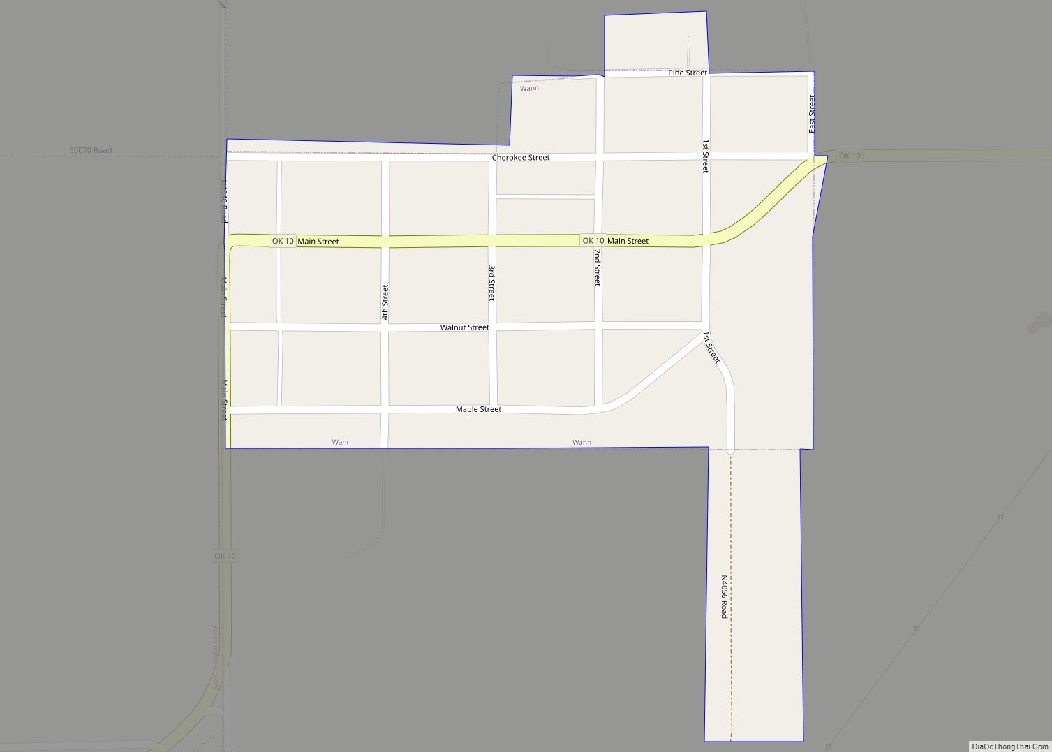 Map of Wann town, Oklahoma