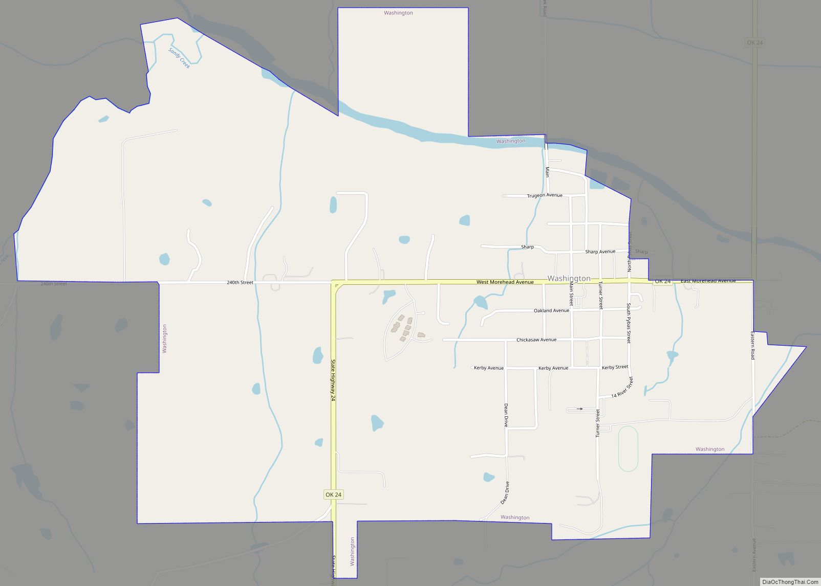 Map of Washington town, Oklahoma