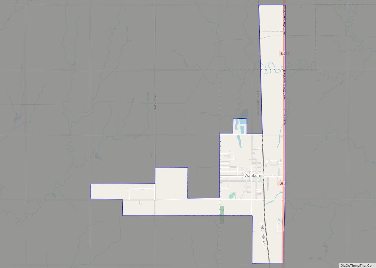 Map of Waukomis town