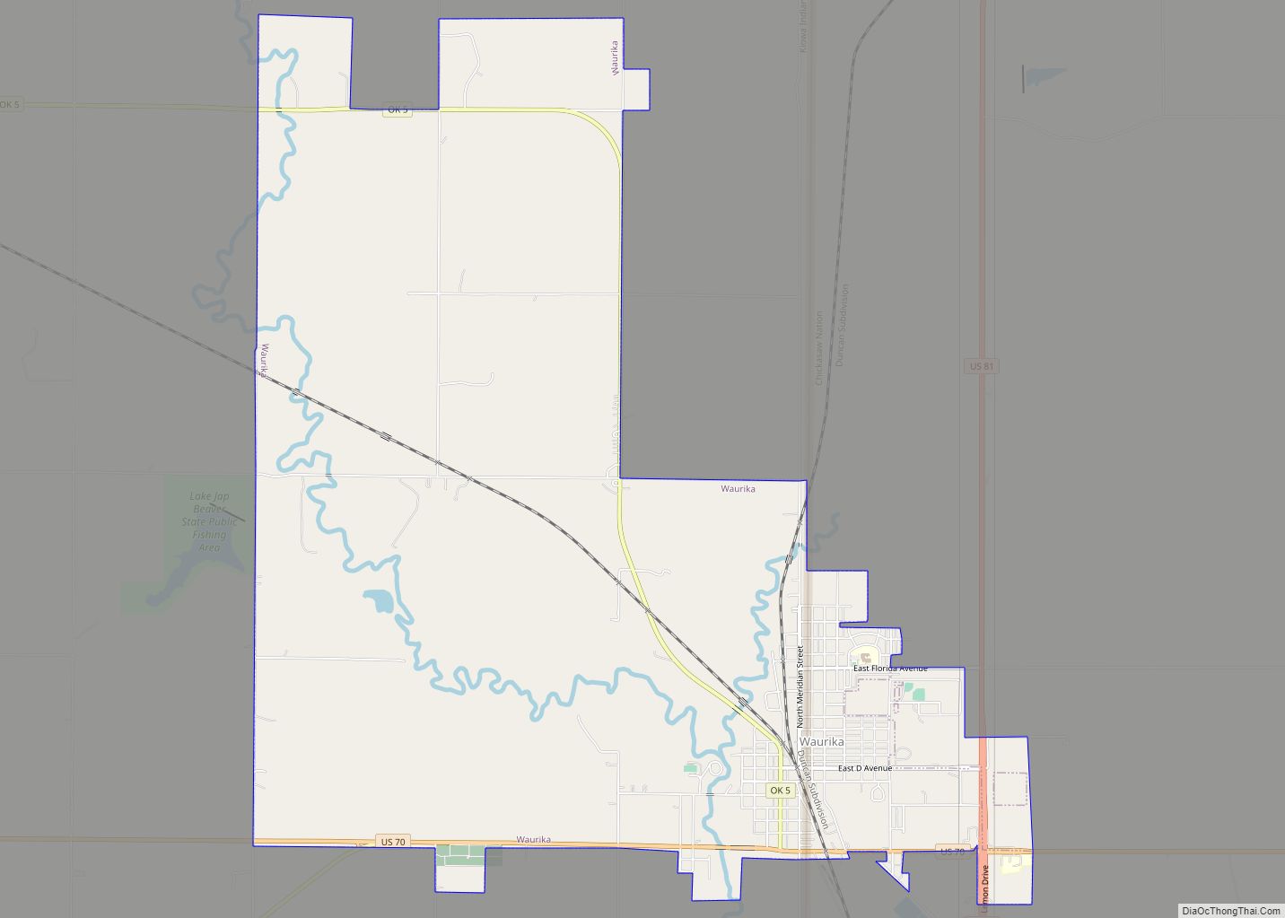 Map of Waurika city