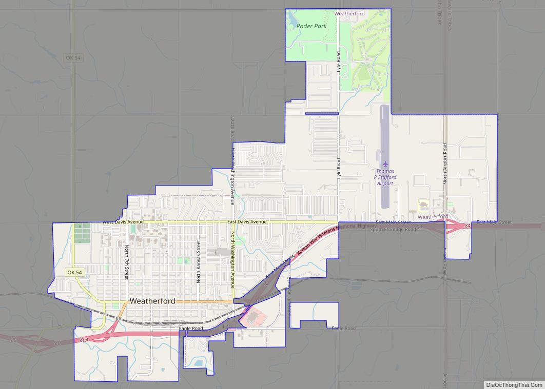 Map of Weatherford city