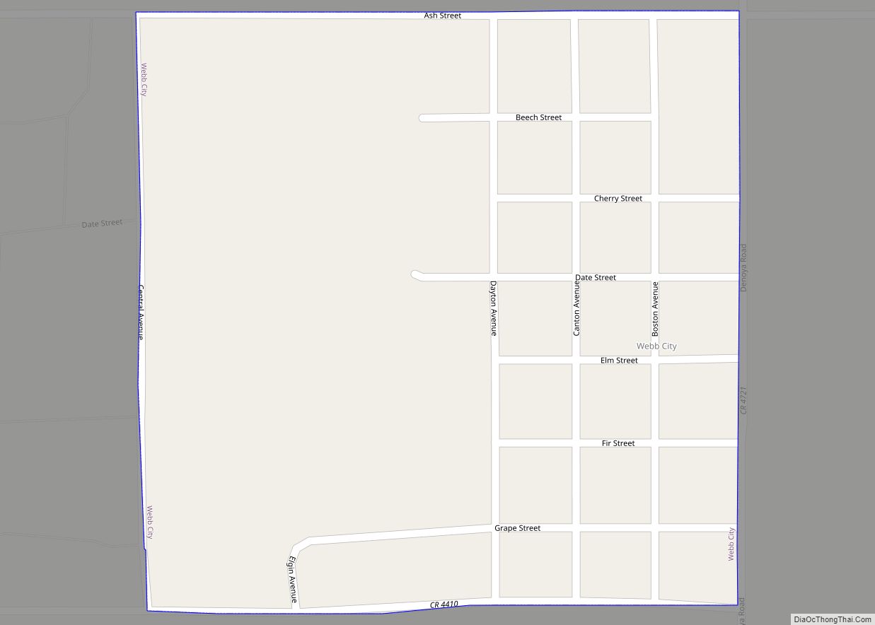Map of Webb City town, Oklahoma
