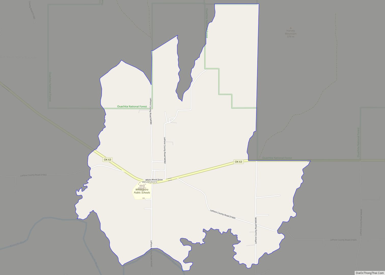 Map of Whitesboro CDP, Oklahoma