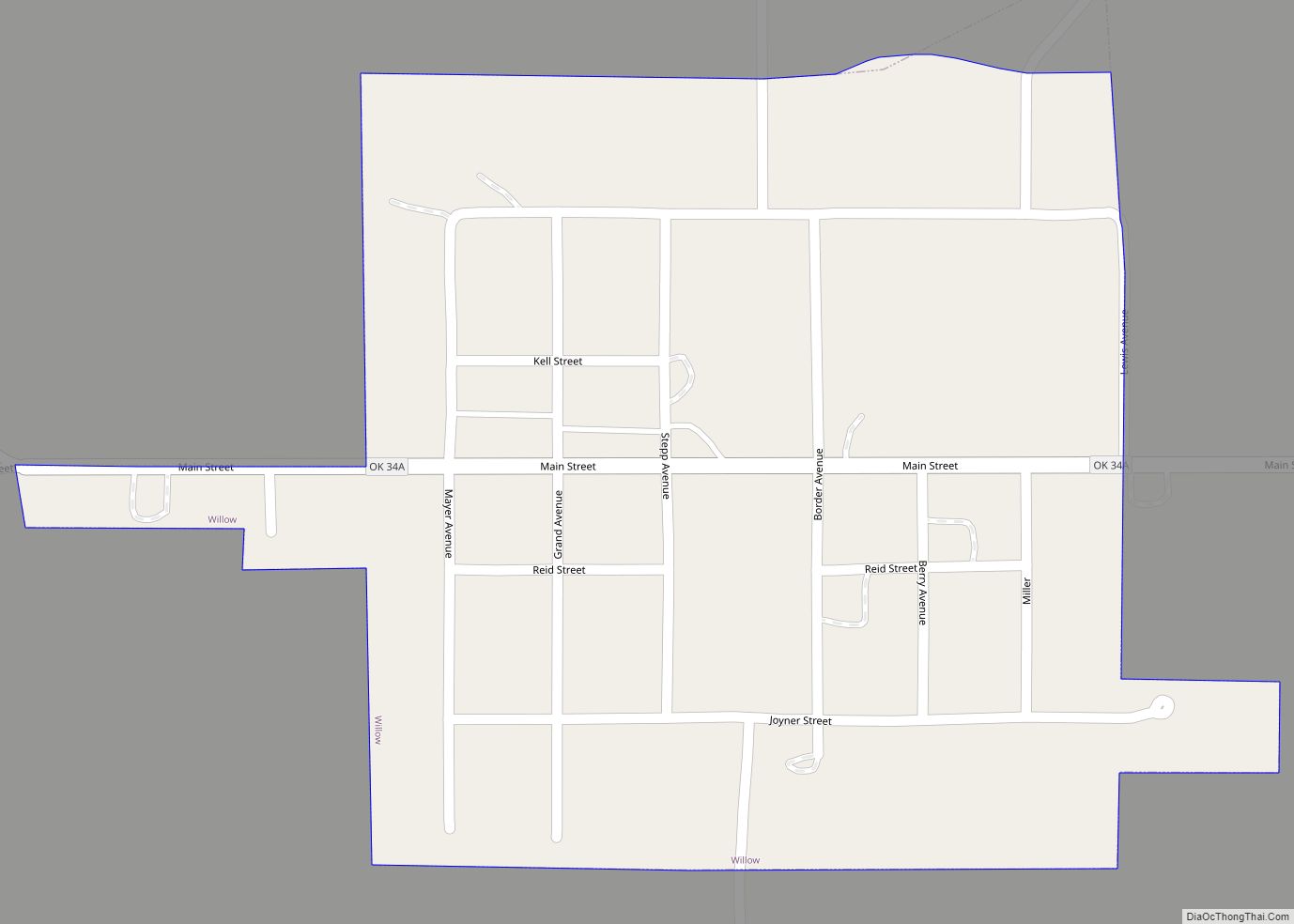 Map of Willow town, Oklahoma