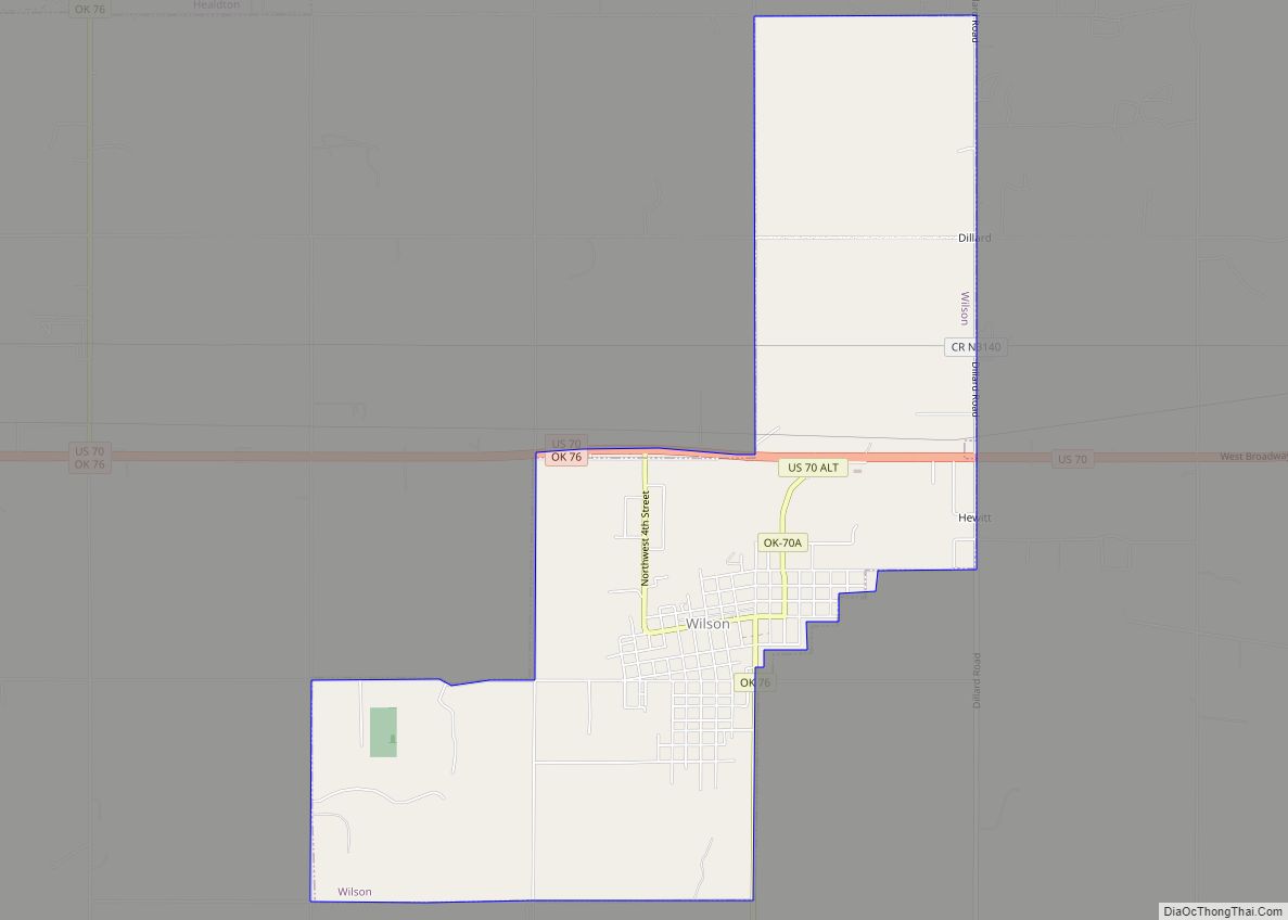 Map of Wilson city, Oklahoma