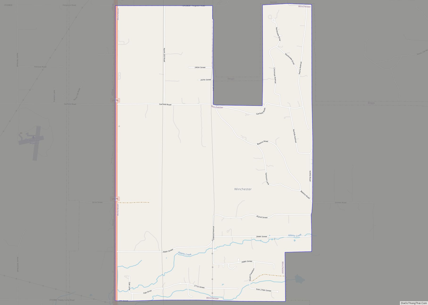 Map of Winchester town, Oklahoma