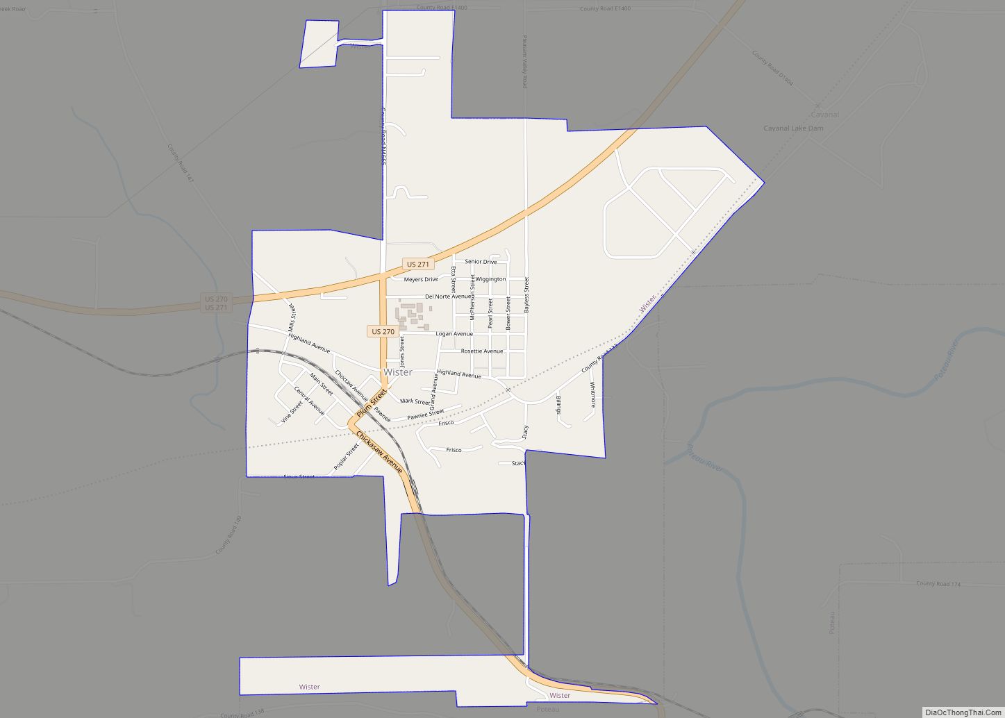 Map of Wister town