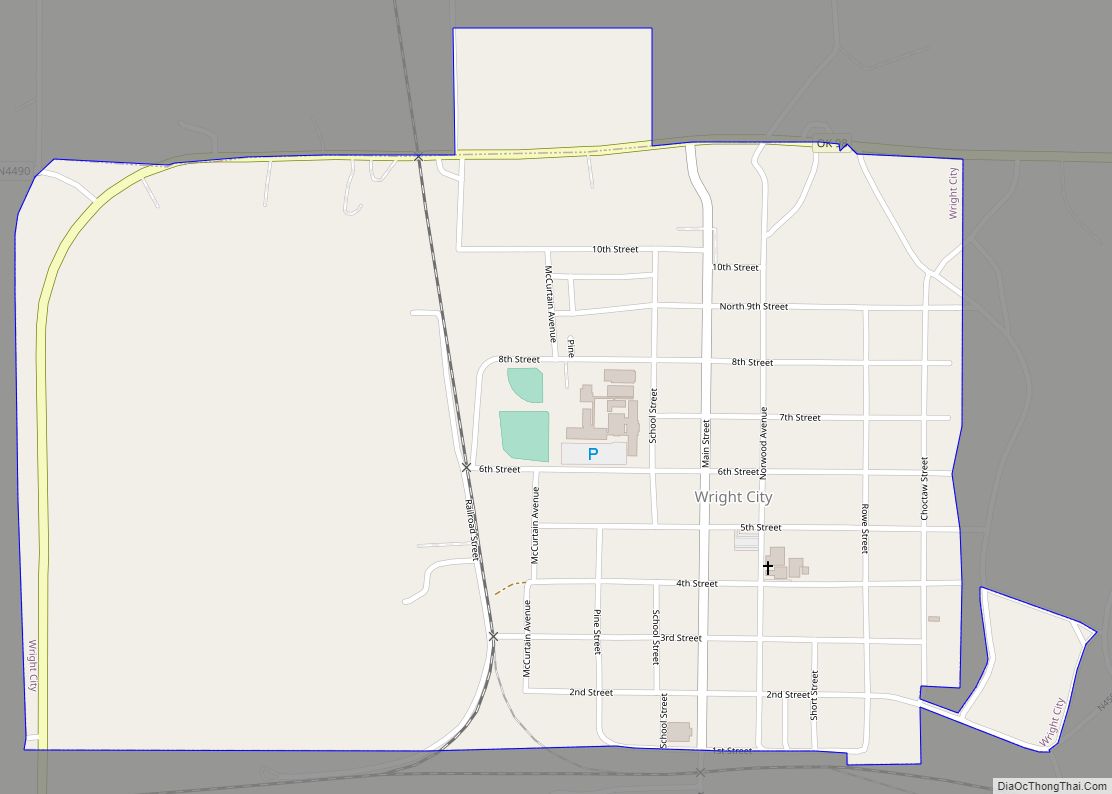 Map of Wright City town, Oklahoma