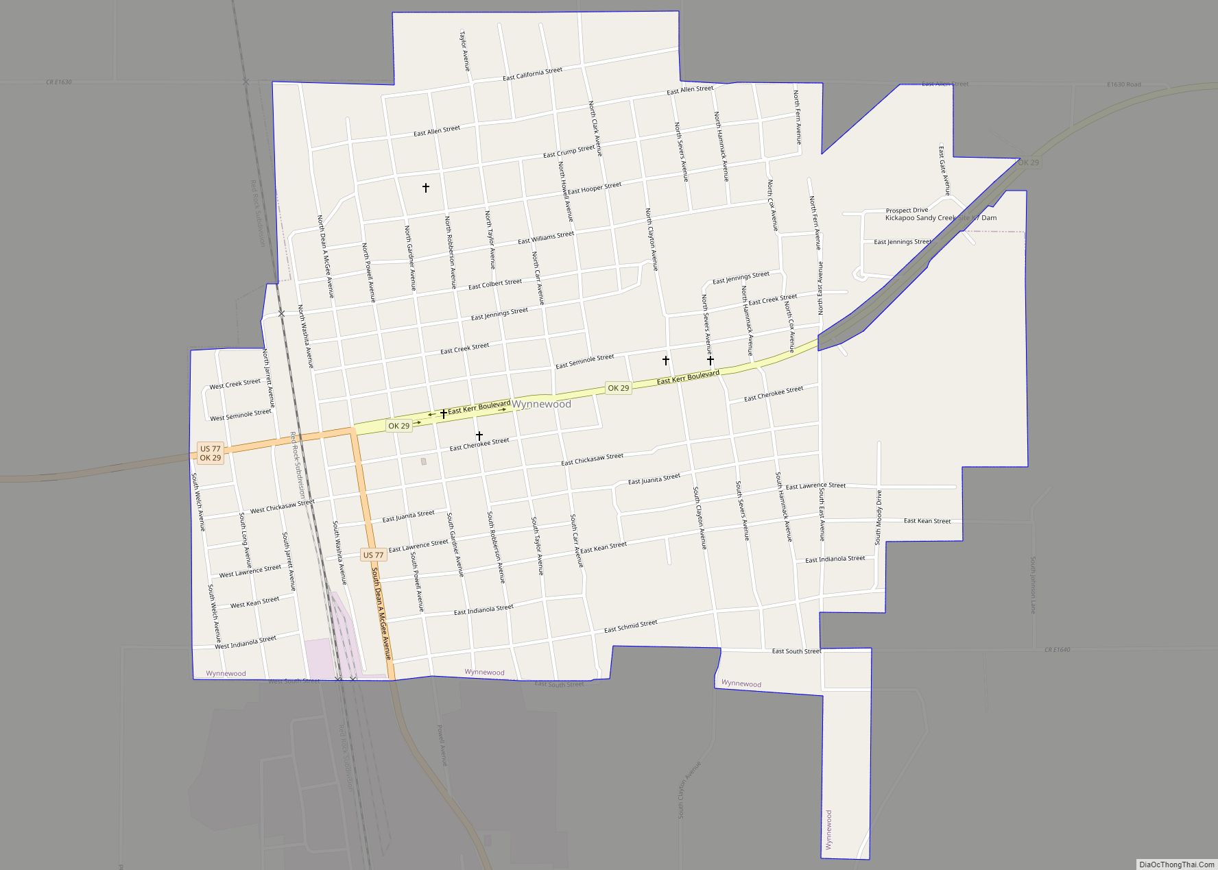 Map of Wynnewood city