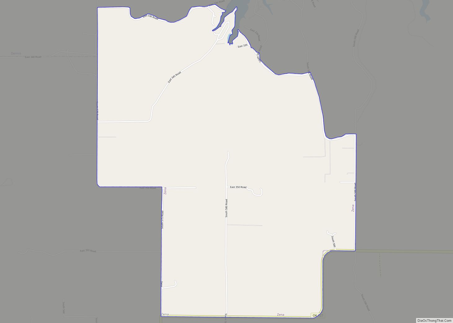 Map of Zena CDP, Oklahoma