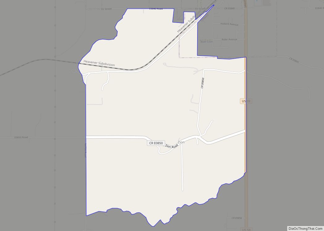 Map of Zion CDP, Oklahoma