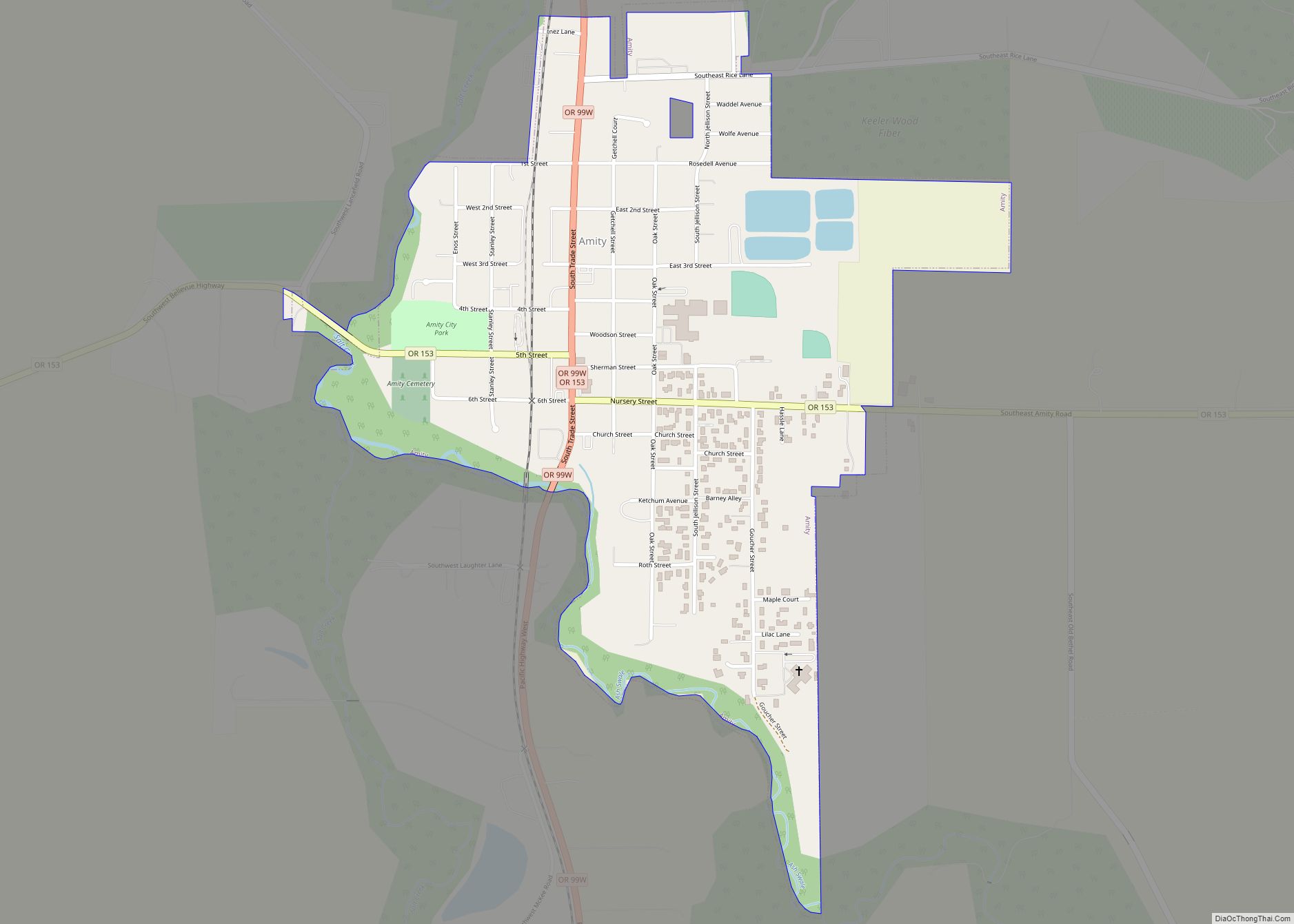 Map of Amity city, Oregon