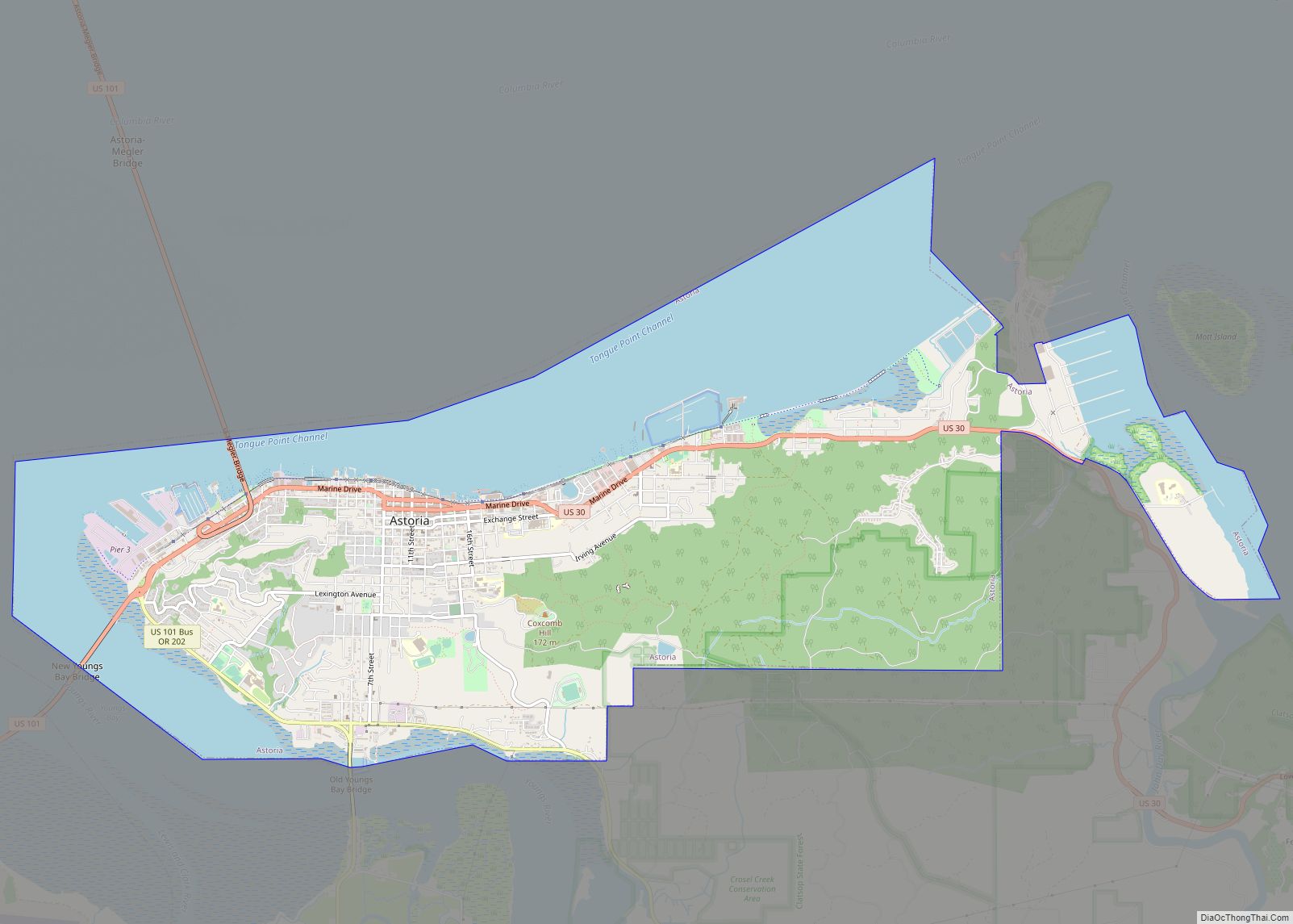 Map of Astoria city, Oregon