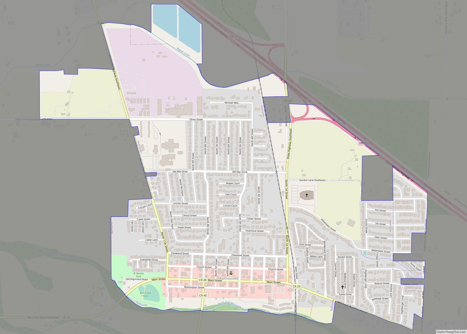 Map of Aumsville city