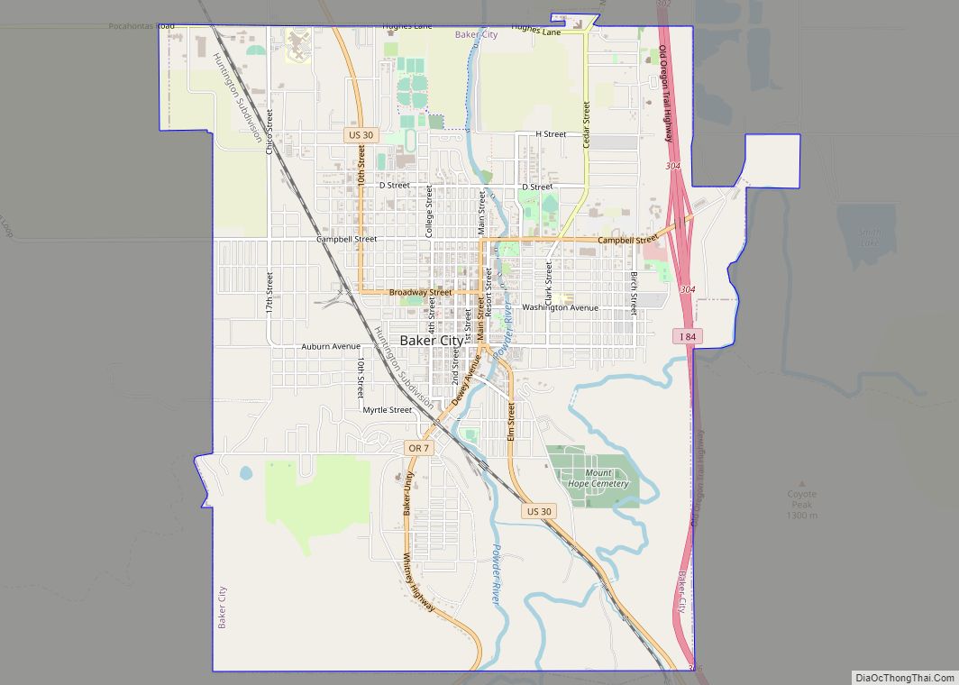 Map of Baker City city