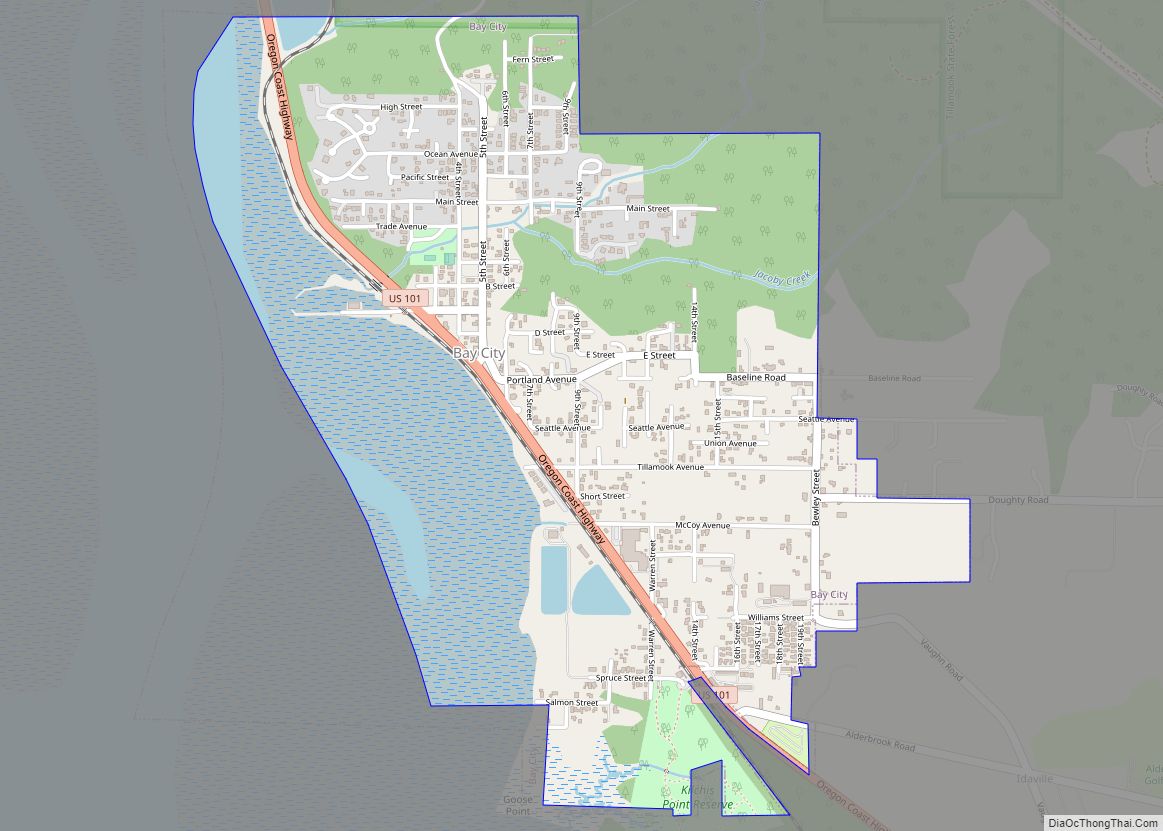 Map of Bay City, Oregon
