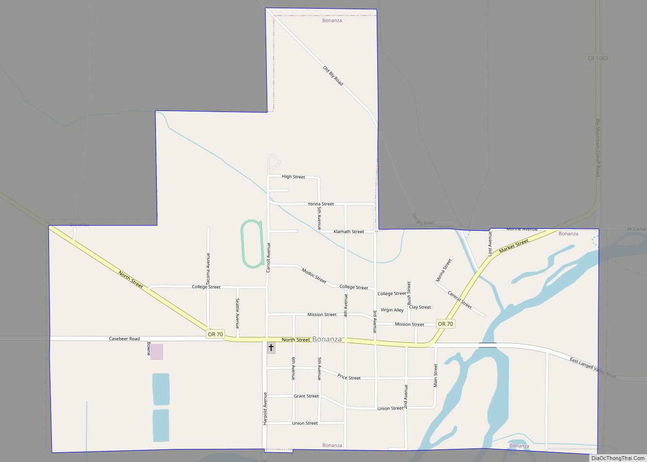 Map of Bonanza town, Oregon