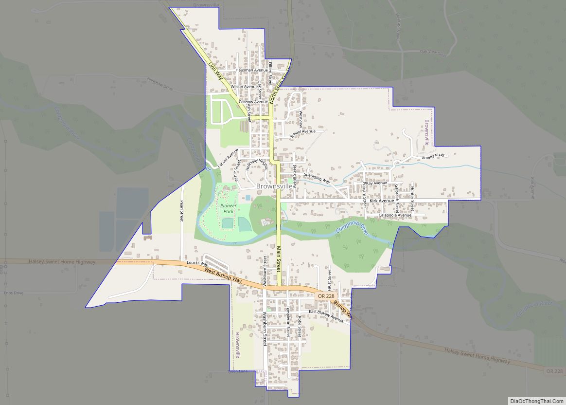 Map of Brownsville city, Oregon