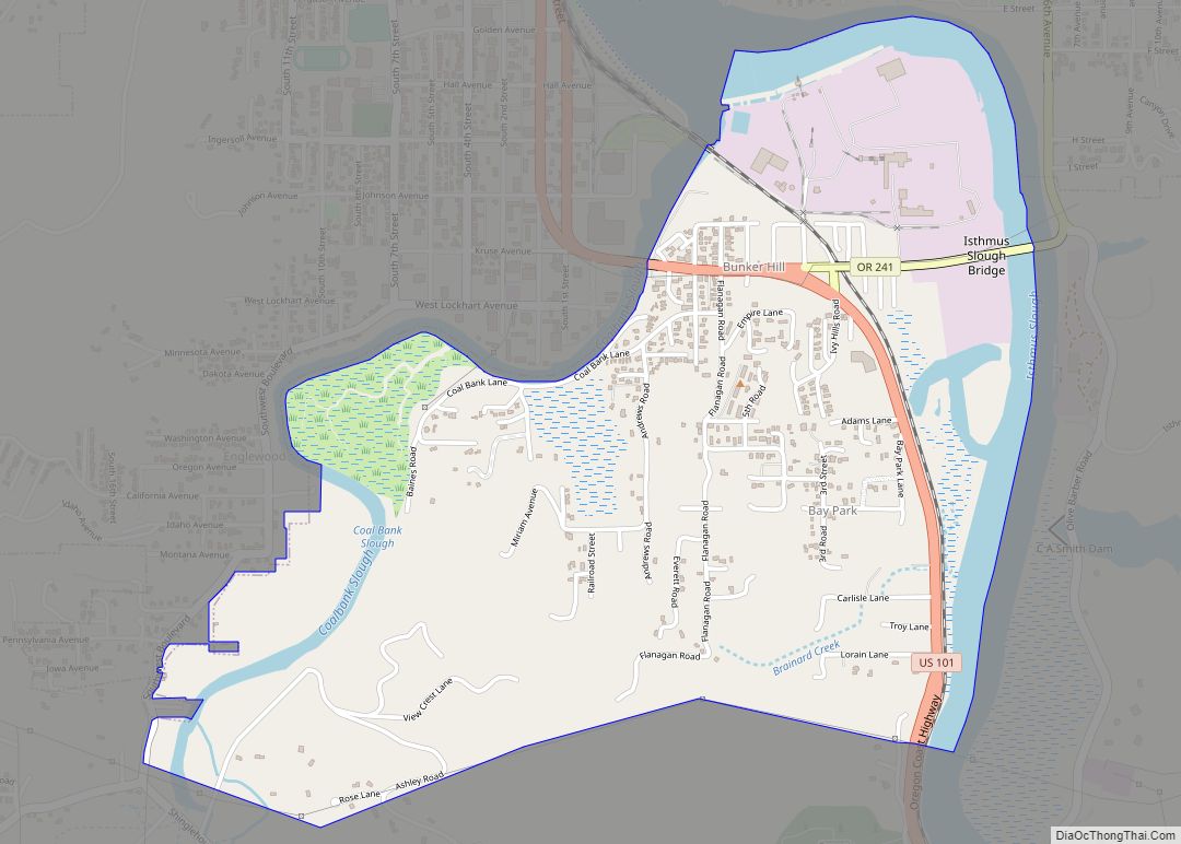 Map of Bunker Hill CDP, Oregon