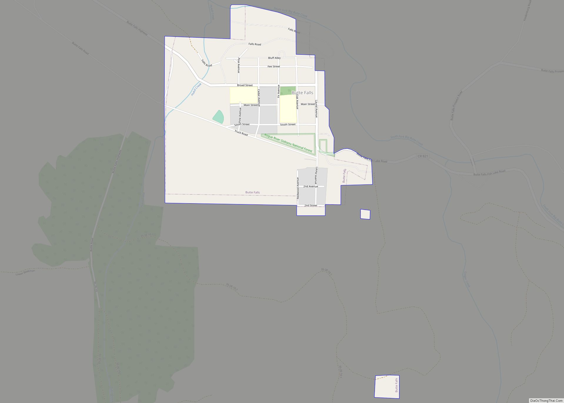 Map of Butte Falls town