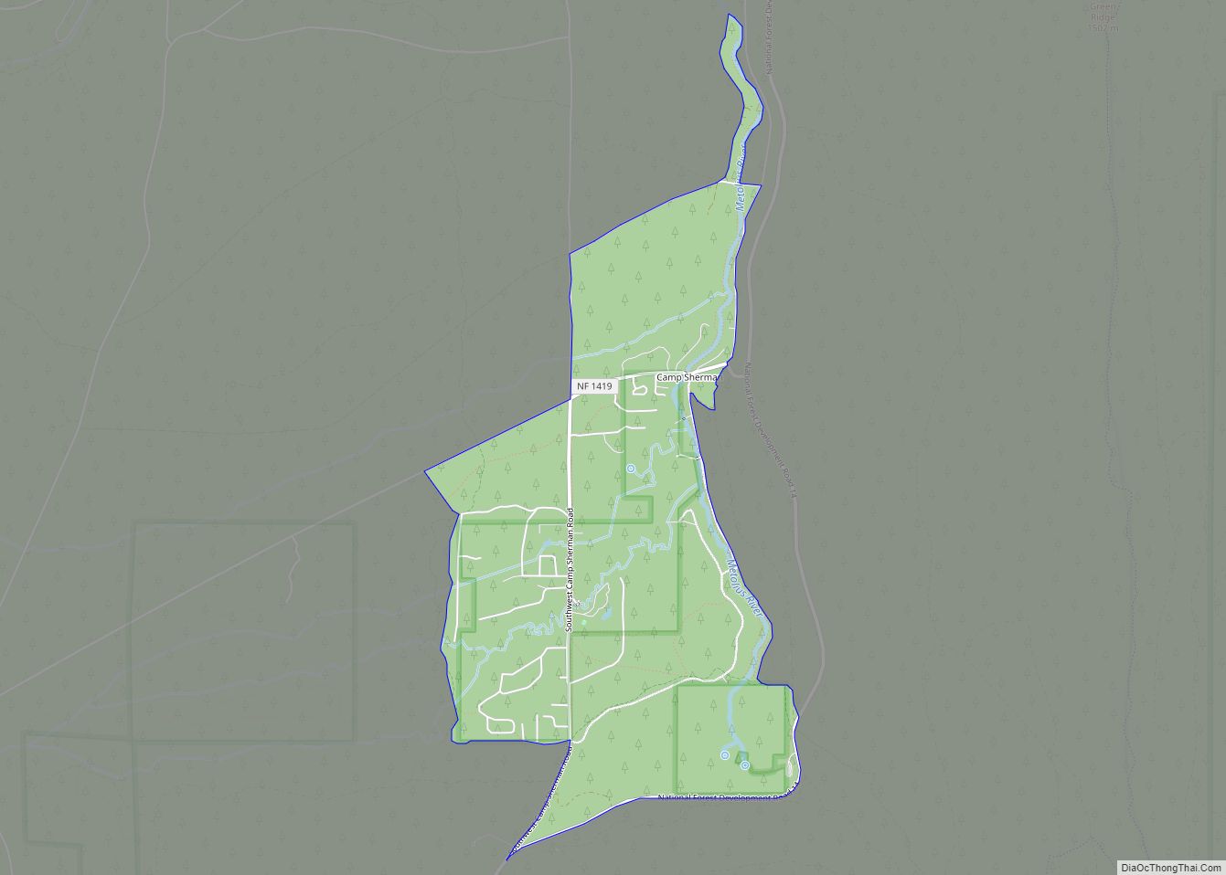 Map of Camp Sherman CDP