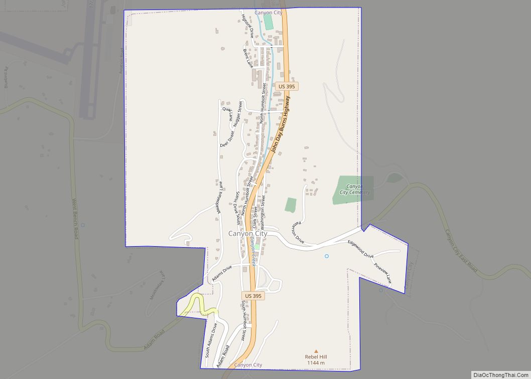 Map of Canyon City town