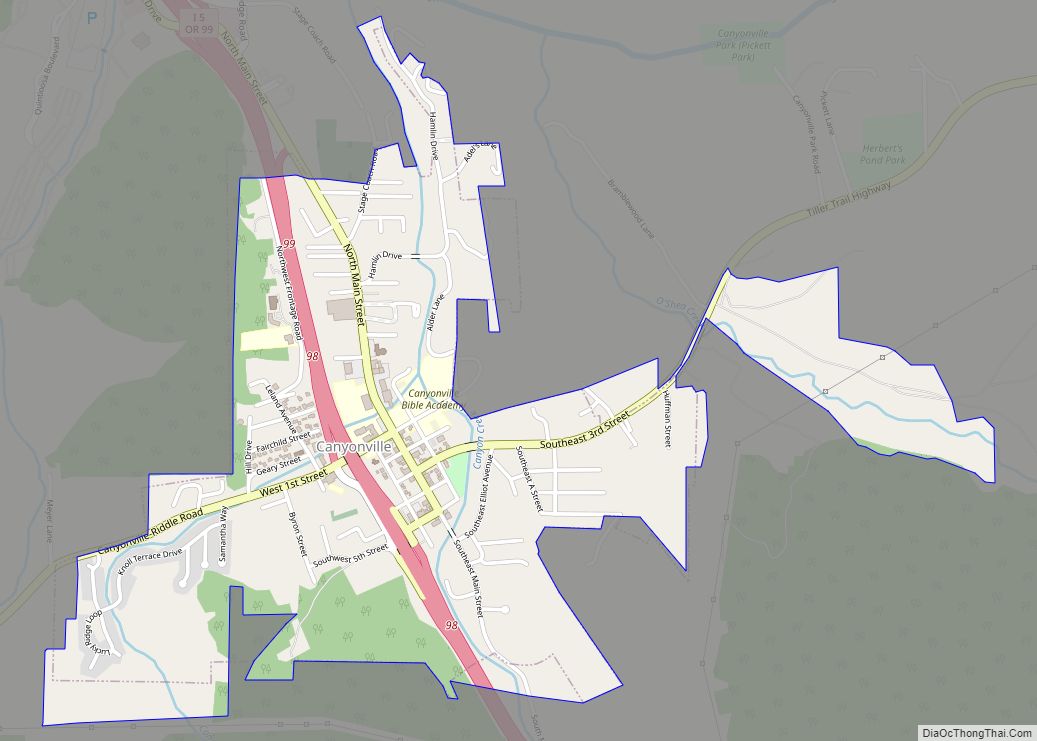 Map of Canyonville city