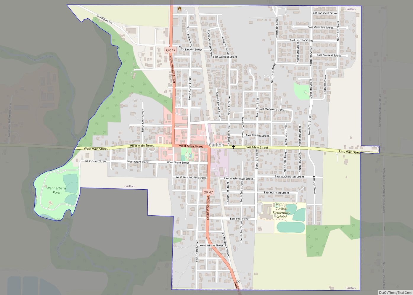 Map of Carlton city, Oregon