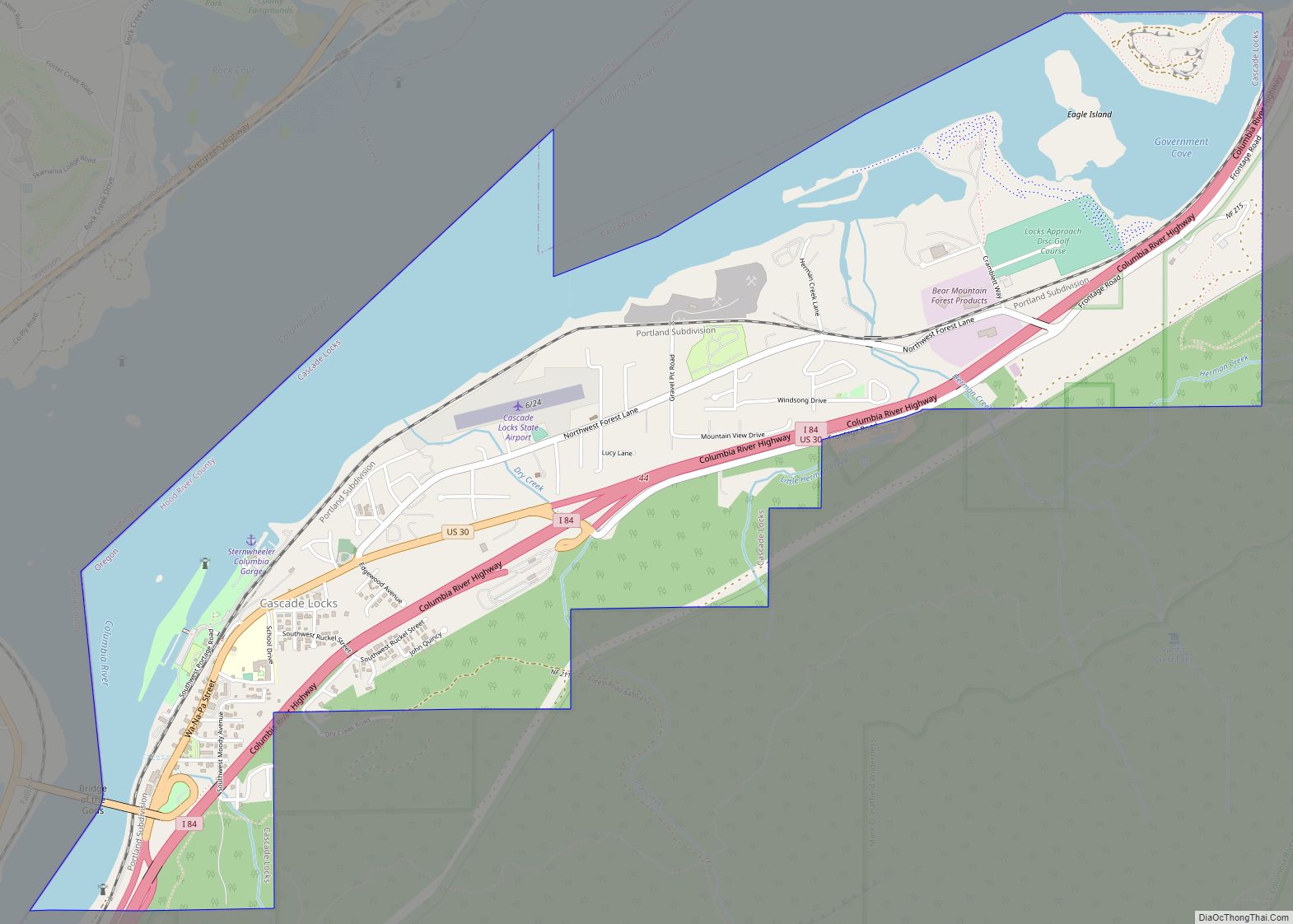 Map of Cascade Locks city