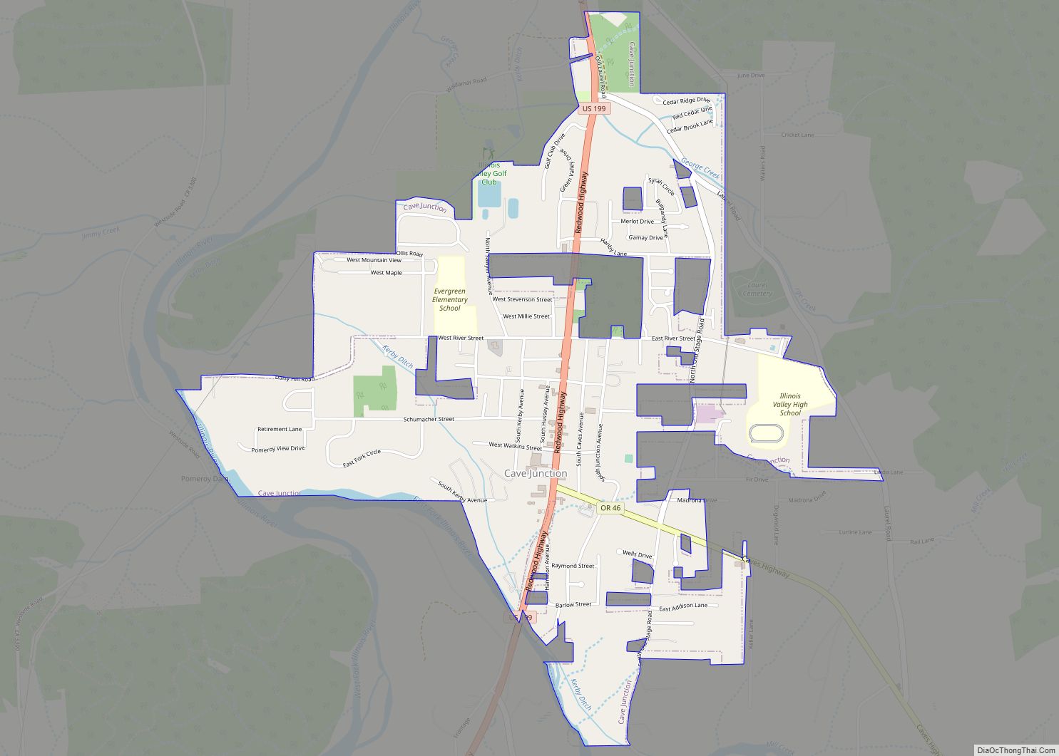 Map of Cave Junction city