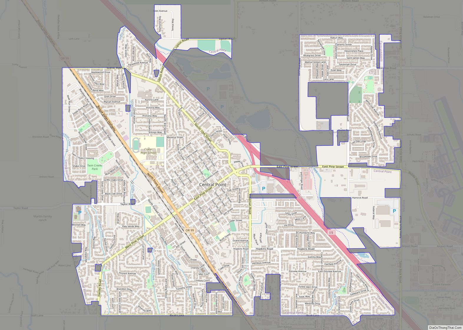Map of Central Point city