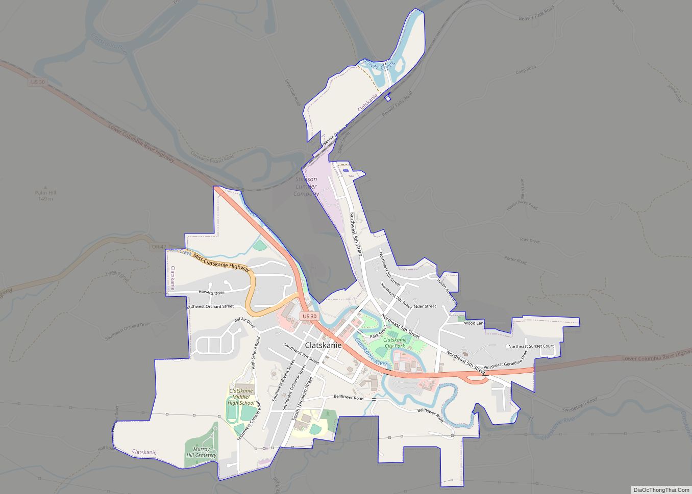 Map of Clatskanie city