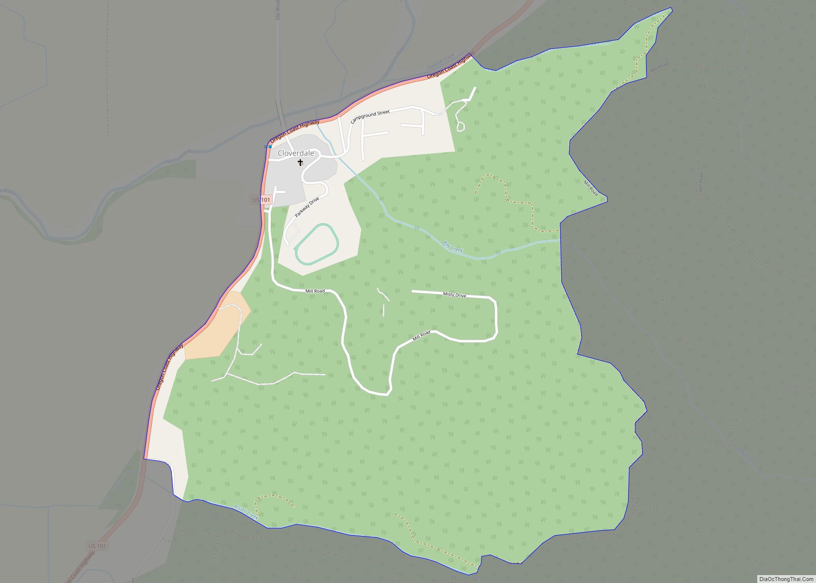 Map of Cloverdale CDP, Oregon